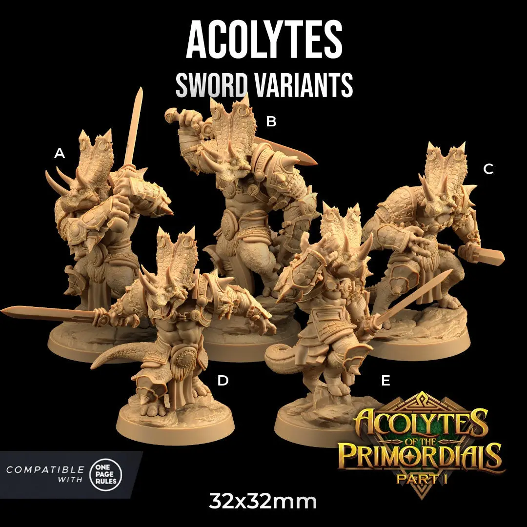 Acolyte Glaive Pike Sword Triceratops | The Dragon Trappers Lodge | 32mm Scale | Miniature TTRPG Mini DnD Dungeons and Dragons Wargame