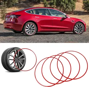 4PCS Red Wheel Rim Protector 18 19 20 Inch Alloy Rim Guards for Car Rims Compatible with Tesla Model 3 Mustang Explorer Honda Civic Toyota Corolla Camry Hyundai Mazda CX-5 Nissan Altima