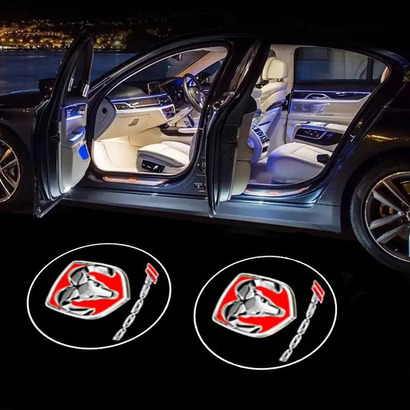 Wireless Car Door Emblem LED Logo Projector Light, Welcome Lamp Accessory, Vehicle Welcome Light, Car Accessories Lamp, Car Door Lights for Dodge RAM 1500, Journey, Charger, Dart, Challenger, Durango, Srt Models