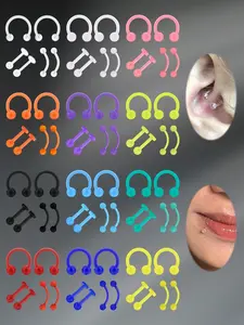 6-Piece Set 16g Transparent Piercing Jewelry, Ear Bone Ring, Nose Ring, Brow Ring, Lip Stud, Earring, Flexible Plastic, Unisex, All Seasons