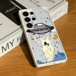 Alien UFO Phone Case for SAMSUNG S22/S23/24/25/ULTRA/PLUS  Matte Magnetic Phone Case Easy to clean Matte touch Acrylic Wireless