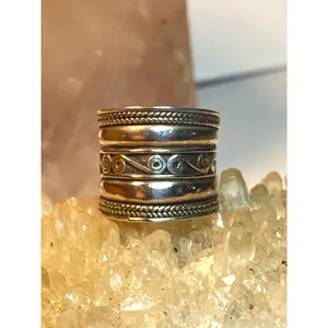 Cigar band size 6 pinky ring scrollwork detail sterling silver women girls