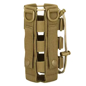 Mc Green Tactical Water Bottle Pouch Portable Silicone Drawstring Holder for Hiking & Outdoor Travel Durable Nylon Molle System Tan Green Options Cup Drinkware Tumbler Mug