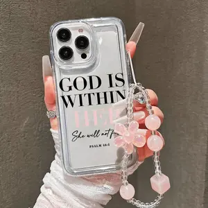 Flower Lanyard Transparent Tpu Phone Case, Anti-Drop Thickened Protective Cover, Valentine's Day Gift for Boyfriend Girlfriend, Fits iPhone Models