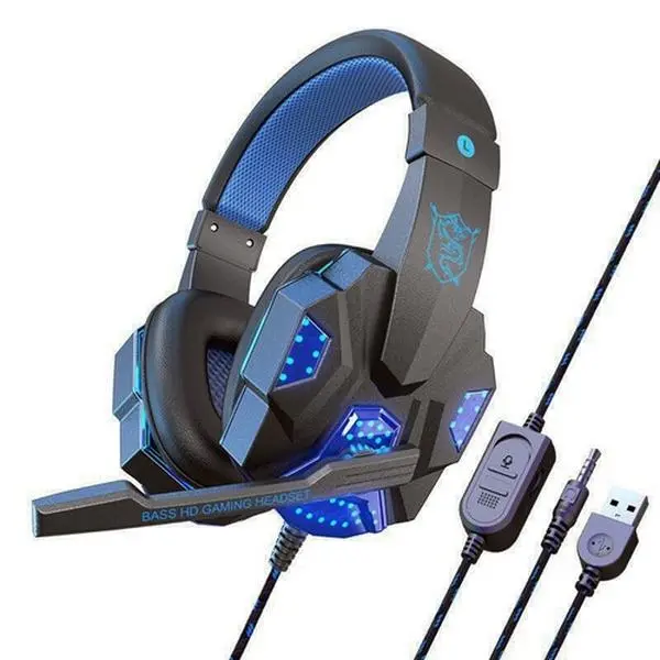 PLEXTONE 3.5mm Wired Gaming Headphones - Over Ear Surround Sound Headset with Neodymium Drivers, 360-Degree Stereo, LED Lights, Mic, Soft Cushions for Game Console, PS5, PS4, PC, Xbox 1, Laptop, Tablet