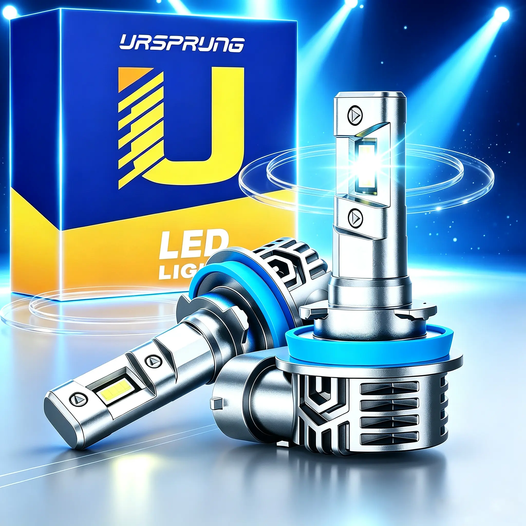 6500K Cool‑White H11/H8/H9 LED Bulbs, 700% Superior Brightness, 60000Hrs Durable Lifespan Automotive Headlights
