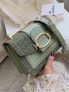 Women's Fashionable Plaid Pattern Tweed Design Stylish Crossbody Bag, Casual Versatile Shoulder Bag with Chain Strap, Trendy All-match Elegant Commuter Bag for Daily Used, Cross Body Bags