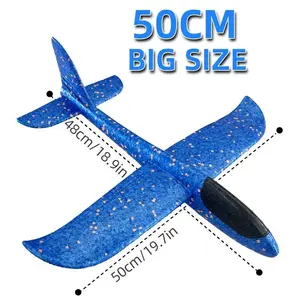 33/50CM Big Foam Plane Glider Hand Throw Airplane Light Inertial Bubble Planes Outdoor Launch Kids Toys for Children Boys Gift