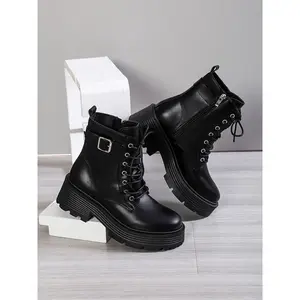 Women's Mid-Calf Wedge Boots, PU Leather, Round Toe, Side Zipper, Casual Style, Comfortable Boots for All Seasons