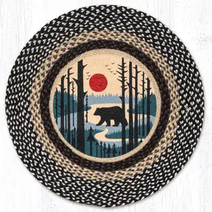 Earth Rug  27 x 27 in. RP-430 Bear Scene Round Patch Rug