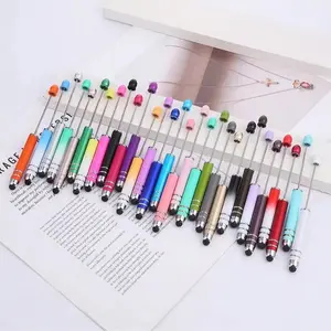 Set of 10-20-50 Plastic Touch Screen Multi-Functional DIY Bead Pens, Random Colors, Round Ballpoint Pens for Crafting & Art Projects, Beaded Pens