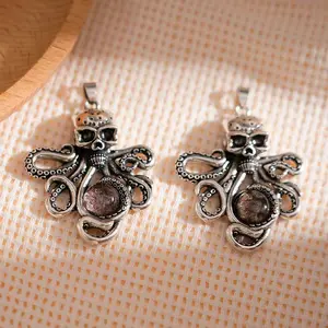 Octopus Skull Pendant for Adults Unique Quirky Accessory Ideal for Necklaces or Standalone Wear Perfect Gift or Personal Use Detailed Design