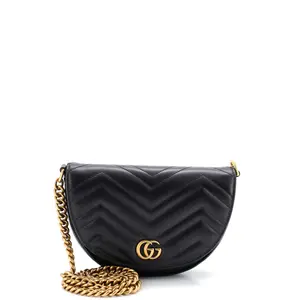 Pre-owned GUCCI material Messenger Bags GG Marmont Half Moon Flap Crossbody Bag Matelasse Leather Mini by Rebag