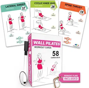 Wall Pilates Workouts For Women - 58 Exercise Cards with Wall Pilates Workout Postures, Instructions &  Tips | Free Ring & Dry-Erase Marker to Create a Customize pilates at  Exercise Chart