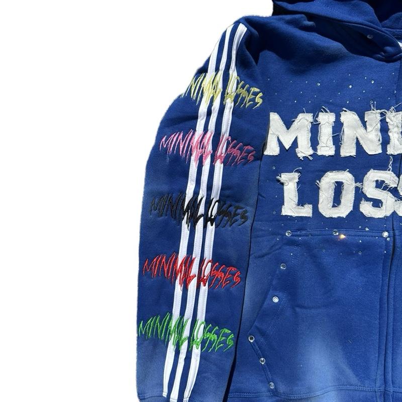 “I Hate Losing” Blue Rhinestone Hoodie