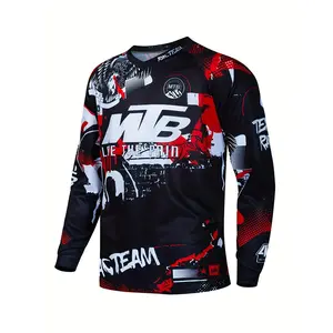 Men's MTB Downhill Jersey - Polera Mtb Long-Sleeve Racing T-Shirt, Scratch-Resistant Breathable Off-Road Shirt