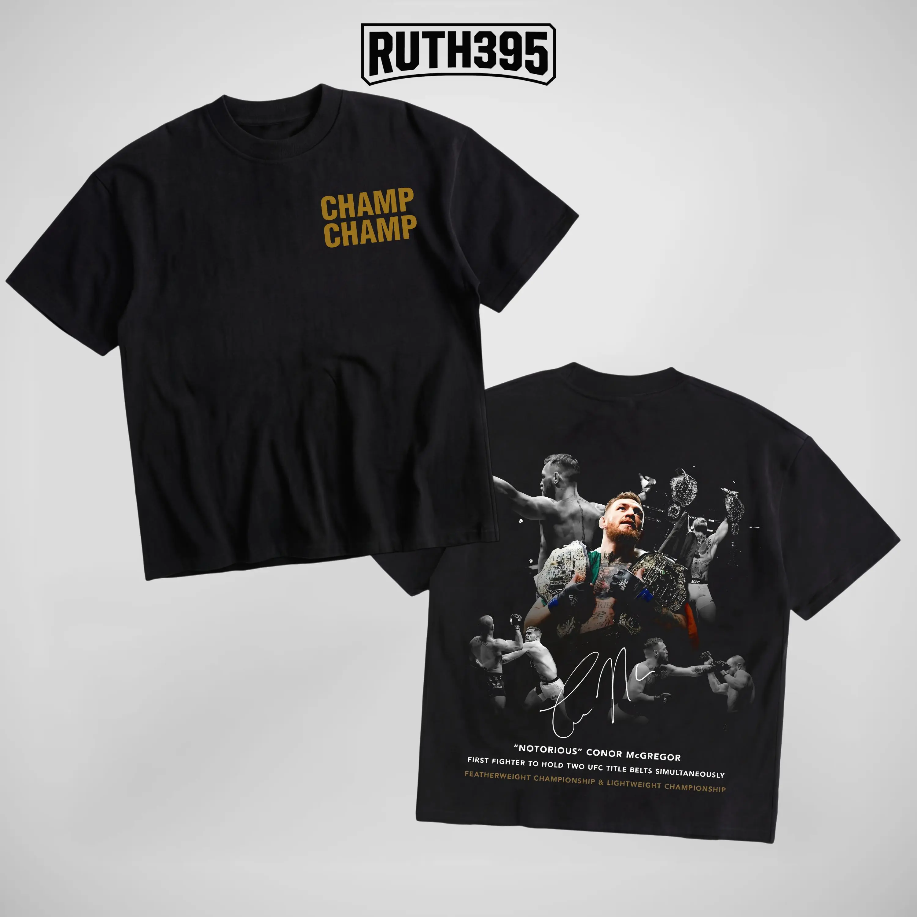 Conor "The Notorious" McGregor Double Champion Signature Heavy Cotton T-shirt/Hoodie UFC Pound For Pound Shirt MMA Fan Apparel Pump Cover Direct-to-garment Printing