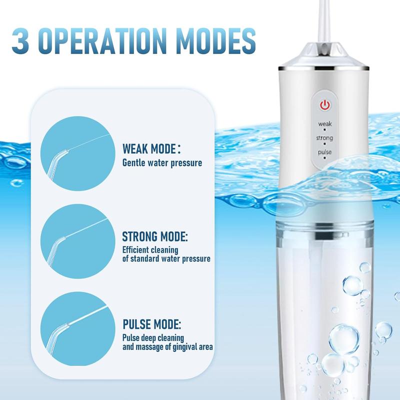 Electric Portable Water Flosser Travel Mini 4 Modes 4 Jet Tips IPX7 Waterproof for Teeth Oral Irrigator Dental Flossing Compact Cleaning Cordless Advanced Tonsil Stone