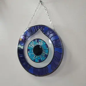 Mosaic Evil Eye Glass Suncatcher 6"