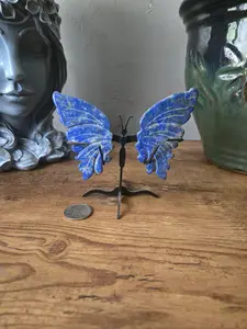 Lapis Butterfly Wings Statue - Winged Home Decor Ornament, Stress Relief Decoration for Room, Stylish Room Decorations