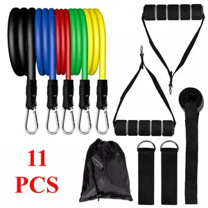 11-Piece Resistance Bands Set for Workout, Exercise, Pilates, Abs, Fitness, and Yoga Training, Durable & Versatile for Home and Gym Use Stretching Gear Calisthenics Tools