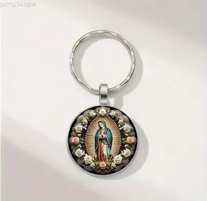 Virgin Mary Our Lady of Guadalupe Keychain Decorative Key Ring for Car Keys Bags and Everyday Use Religious Charm