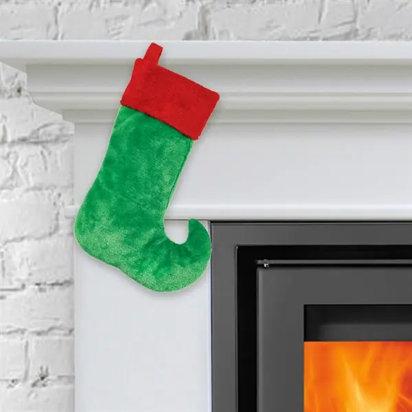 Festive 18-Inch Plush Elf Stocking for Gifts & Mantel Décor