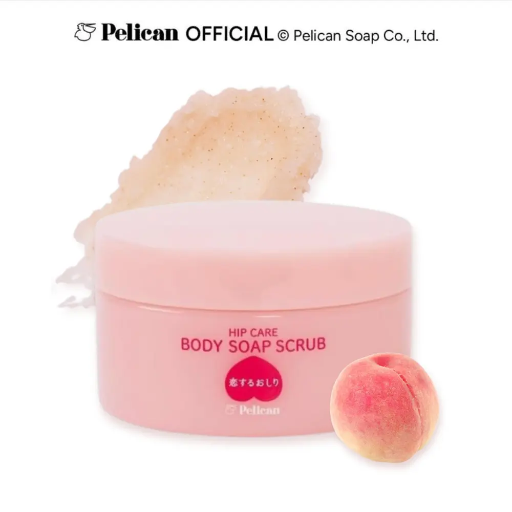Pelican Soap Salt Scrub Body Exfoliator with Peach & Aloe, Natural & Organic Body Scrub for Women & Men, Body Scrub Sensitive Skin with Foam, Gentle Exfoliator & Body Polish for Dead Skin 6.35 Oz