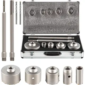 VEVOR Concrete Hole Saw Kit, 1-2/11", 1-3/5", 2-9/16", 3-5/32", 3-15/16" Drill Bit Set SDS Plus & SDS MAX Shank Wall Hole Cutter w/a 4-1/3" Connecting Rod for Concrete, Cement, Stone Wall, Masonry