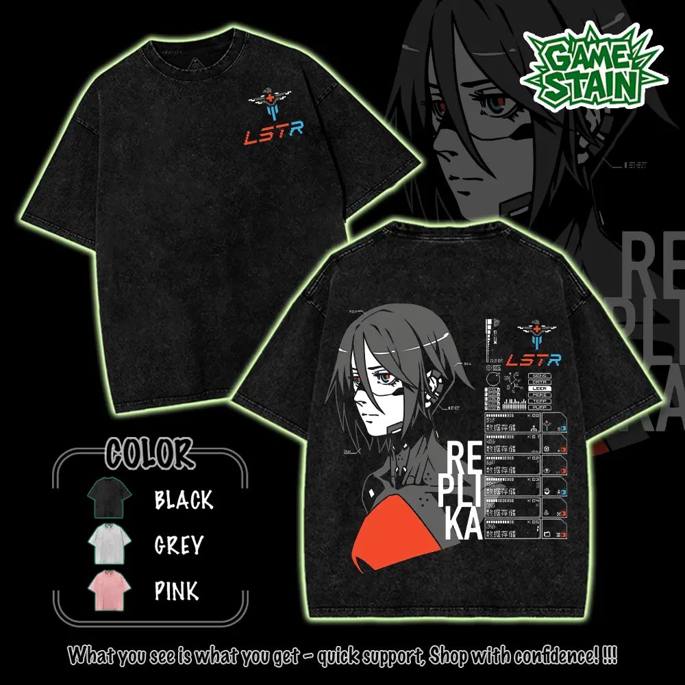 SIGNALIS v3 Game Acid Washed Sweater, Tshirt, 2 sided Printed Unisex Washed Sweater game merch Cotton Streetwear Top Black Clothes Crewneck Apparel