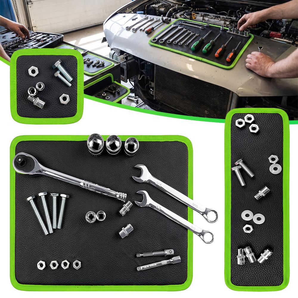 【BackToSchool】3PC Flexible Magnetic Tool Mat & Tray Holder Set - Flexible Set for Garage Users, PVC Non-Slip Tool Storage for Auto Repair, Father's Day Gift Idea