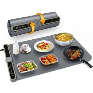 Portable Foldable Electric Heating Tray, 5 Adjustable Temperature Settings Reusable Heat Resistant Silicone Food Warmer Mat for Home Buffets, Holiday Parties & Gatherings