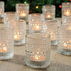 12 Pcs Clear Glass Tea Light Votive Candle Holders Bulk for Wedding Table Decor & Christmas Thanksgiving