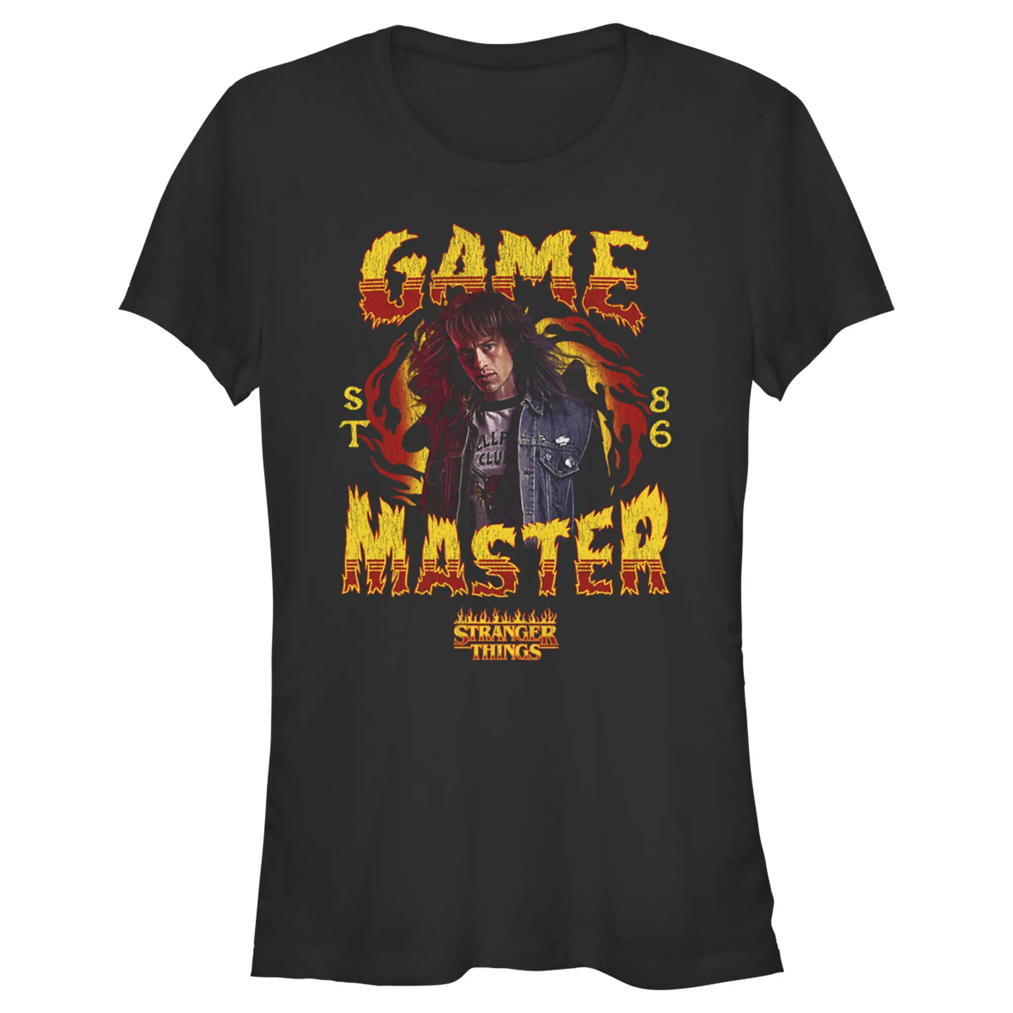 Juniors Womens Stranger Things Game Master Eddie Munson T-Shirt