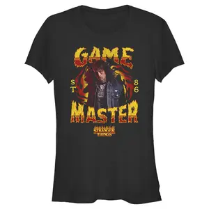 Juniors Womens Stranger Things Game Master Eddie Munson T-Shirt