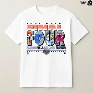 Vintage 1995 NCAA Final Four T-Shirt – Seattle April 1–3 Basketball Championship Tee (UCLA, Arkansas, North Carolina, Oklahoma State) JRN