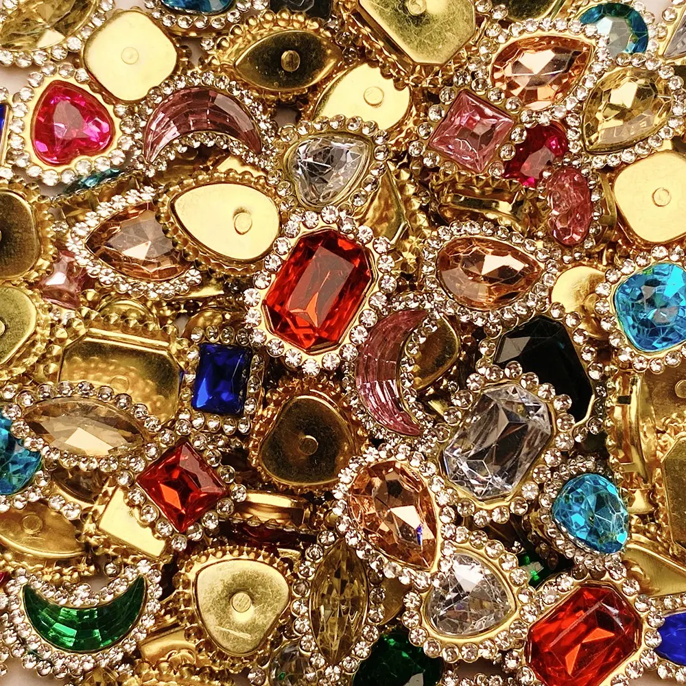 Pack of 50 Colorful Sunflower Rhinestones Hand Sewn DIY Craft Supplies Rhinestones Kit, Decorative Gems for Clothing Shoes Bags Packaging Embellishment Sparkling Rhinestone