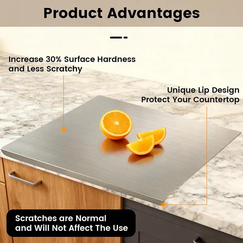 No More Moldy Wooden Boards! XXL 304 Stainless Steel Cutting Board – Anti-Slip, Heavy-Duty & Food-Safe, Perfect for Chopping Meat, Kneading Dough & Baking Prep – A Must-Have for Kitchen