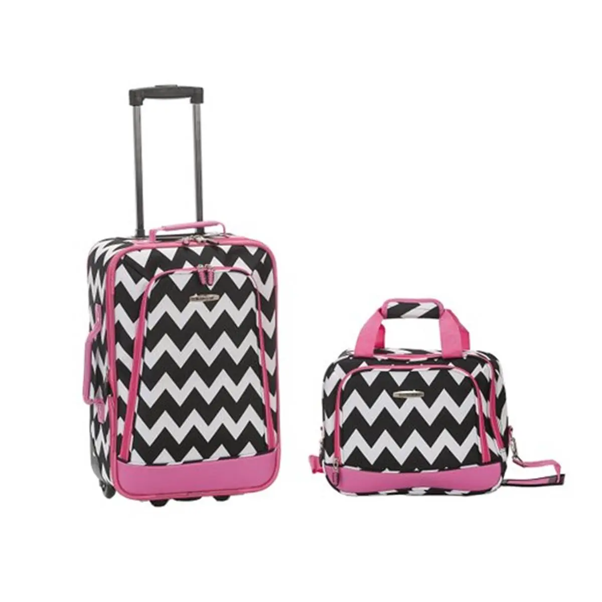 212 MAIN Rockland Expandable Upright Deluxe Luggage Set - Pink Chevron, Heavy-Duty Fabric, EZ-Roll Wheels, Back-Zip Pockets, Durable, Lightweight Rolling, Durable Luggage, Lightweight Rolling Luggage