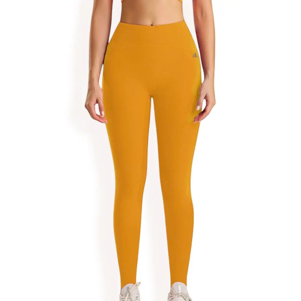 Anna-Kaci Active Women's High Waist Seamless Full-Length Leggings with Stretch Compression Fit - Medium Yellow