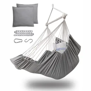 Miztli Hammock Chair Hanging Chair Swing for Bedroom with Foot Rest, Max 500 Lbs, Steel Spreader Bar with Anti-Slip Rings-2 Cushions Included-Indoor and Outdoor