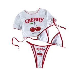 Women's 3 Piece Cheeky Halter Bikini Set Tie Back String Swimsuit with Boho Cover Up High Waisted Tummy Control Snatched Waist Beach Vacation Outfit Bikini Set for Midsize Curvy Women Slimming rash guard tropical style tankini suit
