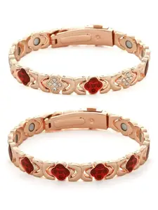 2 Pcs Women's Pure Copper Magnetic Bracelet, 3500 Gauss Strong Magnet Design, Ideal Gift for Female Elders' Birthday