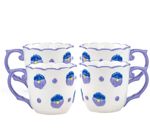 10 Strawberry Street Scroll Handle Set of 4 Mugs