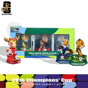 2026 World Cup Mascot Figurines Set of 3, Soccer Fans Collectible Gifts, Clutch Zayu Maple Toys, USA Mexico Canada Host Countries Decoration