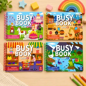 Busy Book Montessori Inspired for  for Toddlers 3-7Years, Pre-Assembled Preschool Learning Activities, Sensory Busy Board with Flash Cards, Animal Matching Games, Stickers & Fine Motor Skills Toy for Travel, Birthday Gifts