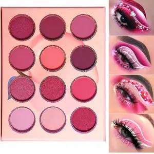 Pink Purple Eyeshadow Palette - Makeup Collection with 12 Patches for Daily Use, Smooth Application, and Cosmetic Benefits