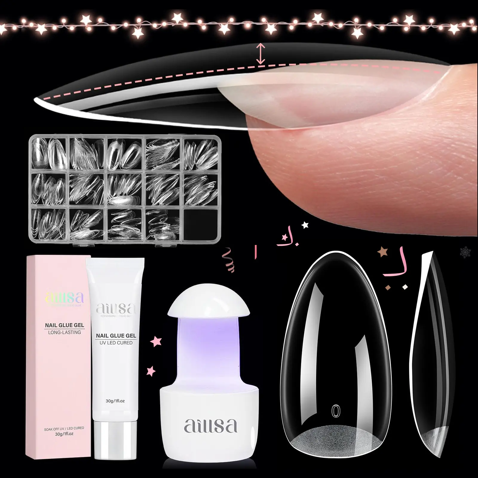 Pre-Built Apex M-Almond Nail Set (224pcs)