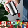 Premium Stainless Steel Magnetic Automatic Push-Down Soda Can Opener - Silver Portable Plastic Bar-Ready Tool, Removable Cap, Christmas Presents, Dad Christmas Gift, Camping Essential Kitchen & Bar Utensil, Bottle Opener Function