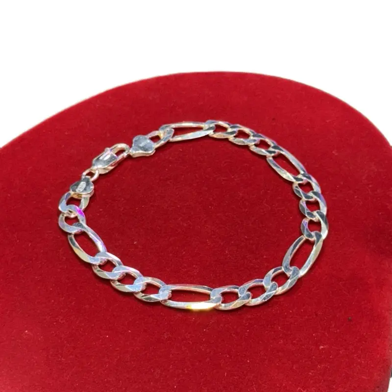 Men Bracelets Figaro Style .925 Silver  9’ inches 8mm